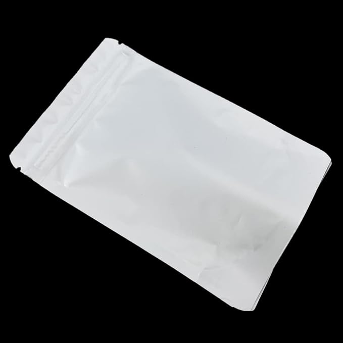 PABCK 50 Pieces 5.5x7.87 inch(Inside Size 4.7x5.1 inch) Stand-Up Resealable Heat Seal Bags 3.55mil Thick Frosted White Foil Sealed Bags for Zip Packaging Lock Food Storage Pouch