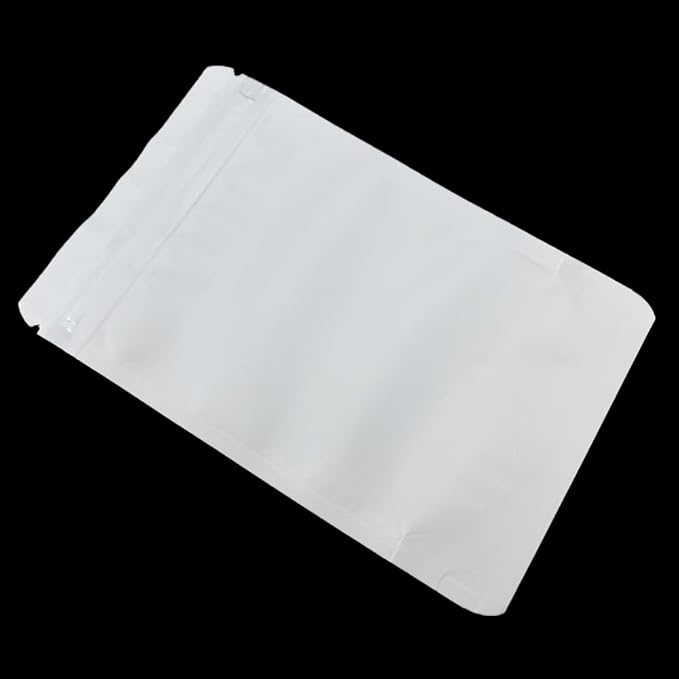 PABCK 50 Pieces 5.5x7.87 inch(Inside Size 4.7x5.1 inch) Stand-Up Resealable Heat Seal Bags 3.55mil Thick Frosted White Foil Sealed Bags for Zip Packaging Lock Food Storage Pouch