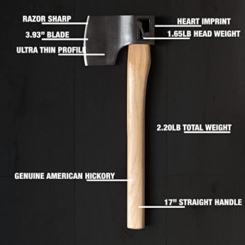 Queen of Hearts Throwing Axe: World Axe Throwing League Premium Competition Throwing Axe, WATL Throwing Hatchet with Round Hickory Wooden Handle (Round Handle)