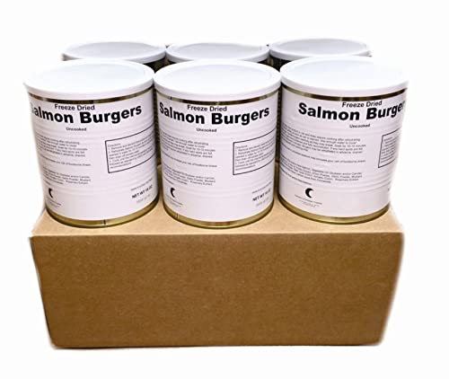 Military Surplus Freeze-Dried Salmon Burgers – 12 Fully Cooked Burgers per Can – 25+ Year Shelf Life – High-Protein Survival Food for Hunting, Camping, Backpacking, and Long-Term Emergency Storage – 16 oz Can