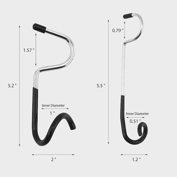 Outdoor Light Hook for Camping Tent lamp Hanger, Bird feeders, Garden Lights ; Sturdy and Non Slip Pole Hook for Yard lightings, 2 Big and 2 Small Camping Lantern Hooks