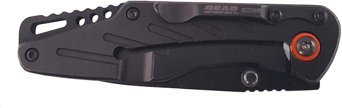 Bear Edge 3-3/8 in. Framelock Folding Knife, 440 High Carbon Stainless Steel Blade, Black Steel Handles, Assisted Opening and Pocket/Boot Clip (61104)