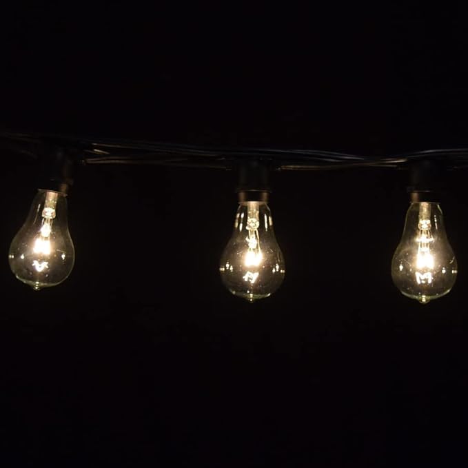 Hometown Evolution, Inc. Commercial Grade Vintage Edison Outdoor String Lights (PS50 Clear - Commercial Black Wire, 100 ft)