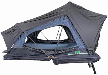 Overland Vehicle Systems XD Sherpa Soft Shell Aluminum Hard Shell Hybrid Roof Top Tent with Blackout Kit - Grey Body & Black Rainfly