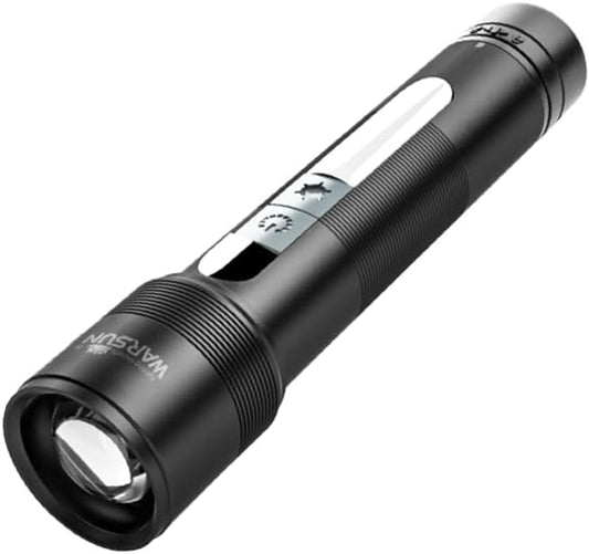 WARSUN Compact Magnetic Flashlight ??1200 Lumens Rechargeable LED Torch, Zoomable Small Flashlight with COB Side Light & Battery Indicator, for Emergency & Outdoor Use