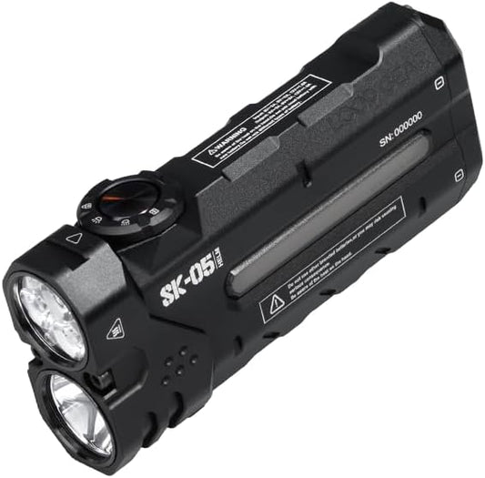 SK05 2850 LM Rechargeable Flashlight with 6000mAh Power Bank, IP68 Waterproof EDC Flashlight, Magnetic Camping Light with Flood/Spot/RGB Sidelight for Outdoor Hiking Emergency Survival Gear