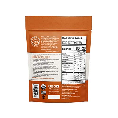 1000 Springs Mill Organic Dry Popcorn Kernels - Non-GMO, Healthy Snack for Microwave or Stovetop - Bulk Organic Popcorn Kernels with Resealable Bag - Enjoy Fresh & Crisp Popcorn - 16oz (Pack of 4)