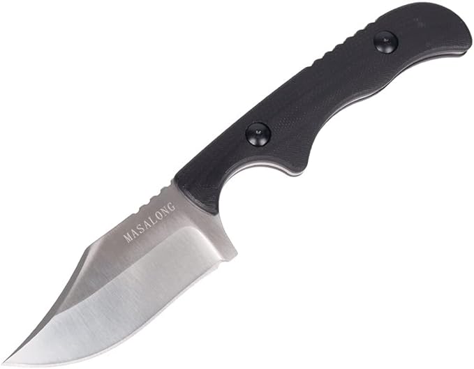 MASALONG kni232 EDC 9Cr14MOV Hard Stainless Steel knife Camping Fixed-Blade Knives (Butcher Knife B)