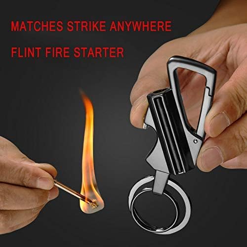 YUSUD Permanent Match, Flint Fire Starter Never Ending Match Keychain Lighter with Bottle Opener, Forever Waterproof Matches Strike Anywhere, Survival Cool Lighters for Camping (Fuel Not Included)