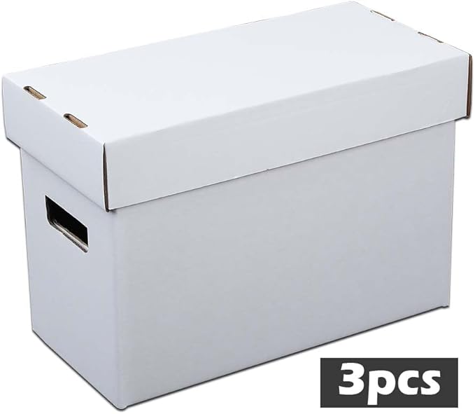 3 Pack Box Storage for Storing Small Items/Books/Kitchen/Supplies/Card, Corrugated Board Holds 150-175 Comics Collapsible/Stackable