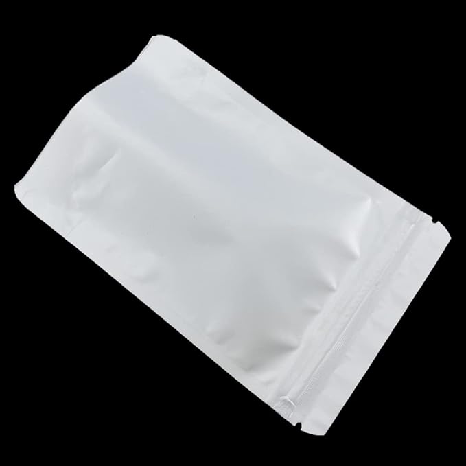 PABCK 50 Pieces 5.5x7.87 inch(Inside Size 4.7x5.1 inch) Stand-Up Resealable Heat Seal Bags 3.55mil Thick Frosted White Foil Sealed Bags for Zip Packaging Lock Food Storage Pouch