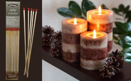 11" Extra Long Safety Matches, Heavy Duty Safety Long Wooden Matches for Indoor & Outdoor Grill, 11" Lengthy Match for Lighting Fireplace, Candles, Firepits, BBQ Grill & Camping - Pack of 3(150 Match)