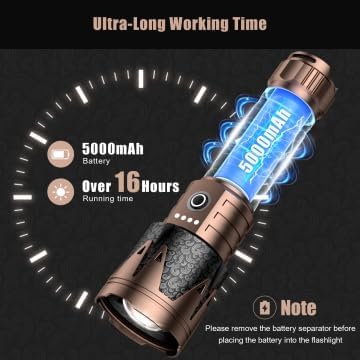 SKYFIRE LED Flashlights High Lumens,3000lm Super Bright Tactical Flashlights, Zoomable,Five Modes,Waterproof Flash Light for Camping Essentials,Outdoor,Home,Gifts(Upgraded- No Lens)