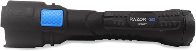 Bright Star Razor Go All-Purpose LED Flashlight – 21,000 Candela Beam, 24-Hour Runtime, Magnetic Hands-Free Base – Heavy-Duty Utility Light with AA Batteries Included – Made in USA