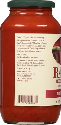 Rao's Homemade Marinara Sauce, 24 oz, All Purpose Tomato Sauce, Pasta Sauce, Carb Conscious, Keto Friendly, All Natural, Premium Quality, With Italian Tomatoes & Olive Oil