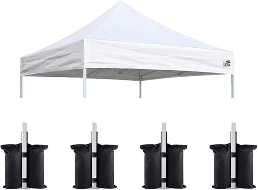 Eurmax USA Pop Up Canopy Replacement Canopy Tent Top Cover, Instant Canopy Top Cover ONLY,Bonus 4PC Pack Weight Bag (8x8, White)