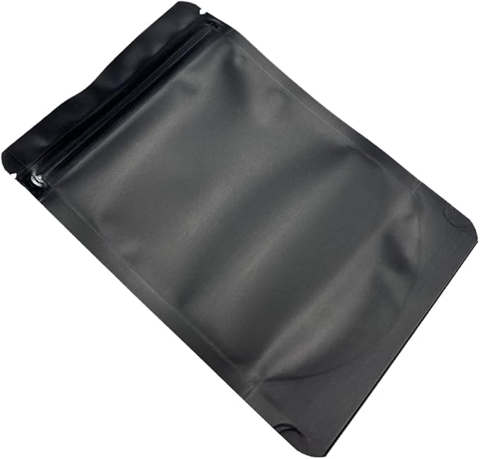 PABCK 50 Pieces 4.3x6.3 inch(Inside Size 3.5x3.9 inch) Stand-Up Resealable Heat Seal Bags 3.55mil Thick Frosted Black Foil Sealed Bags for Zip Packaging Lock Food Storage Pouch