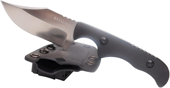 MASALONG kni232 EDC 9Cr14MOV Hard Stainless Steel knife Camping Fixed-Blade Knives (Butcher Knife B)