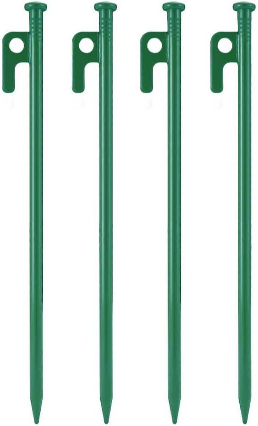 4Pcs Heavy-Duty Forged Steel Tent Stakes, 12in, with Storage Pouch – Ideal for Rocky Terrain, Snowfields, and Camping (4Pcs 12in Stakes Included)(Green)