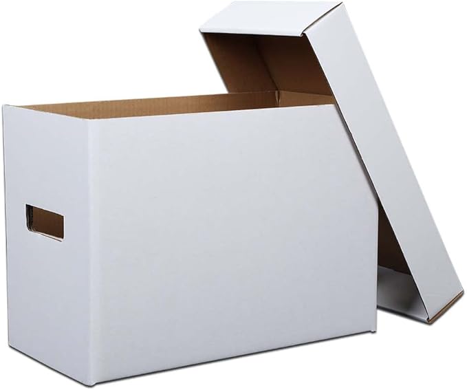 3 Pack Box Storage for Storing Small Items/Books/Kitchen/Supplies/Card, Corrugated Board Holds 150-175 Comics Collapsible/Stackable