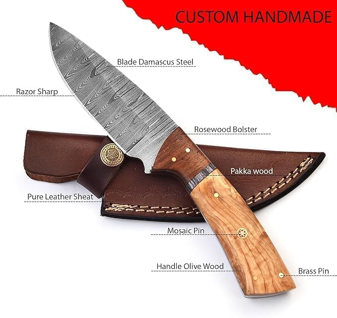 Custom Handmade Fixed Blade Hunting Knife - 9 Inch hand Forged Full Tang Knives For Hunting, Outdoor Camping, Hiking, Fishing, Bushcraft Knives With Leather Sheath. (Predator Hunter Knife)