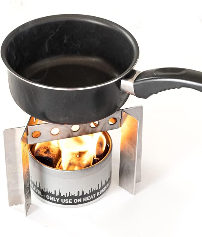 Portable Camp Stove - Cooker - Trivet Combo | 3 Uses in 1 | Ultralight | Stainless Steel | Perfect for Emergencies, Camping, Hiking | Made in the USA