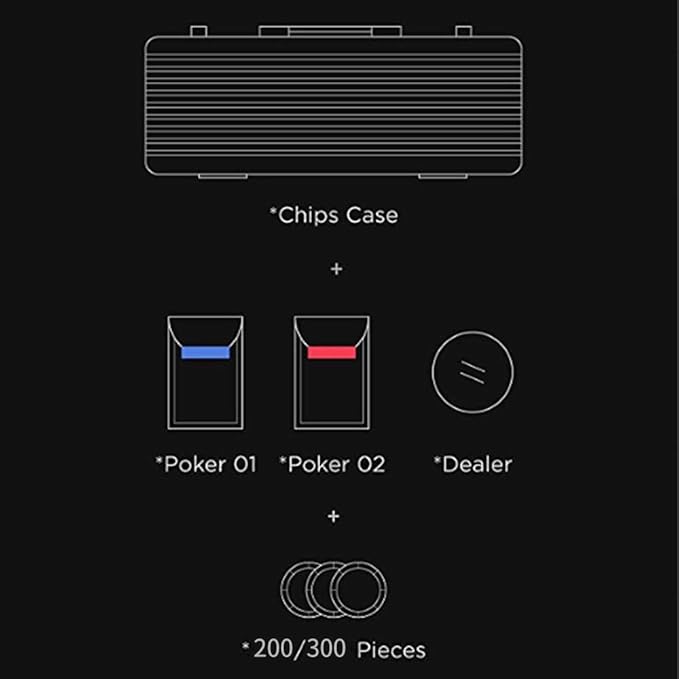 LOCKYOUNG Poker Chips Set, 200PCS/300PCS Poker Chips Set Texas Holdem Blackjack Gambling Chips Aluminum Case