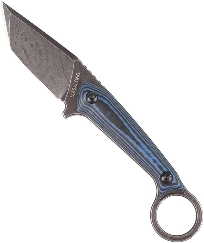 MASALONG kni211 Fixed Blade outdoor camping small straight knife D2 steel comfortable handle (black)