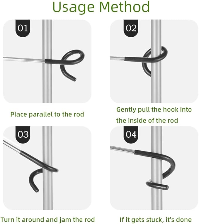 Outdoor Lighting Hooks for Camping Tent lamp Hanger, Bird feeders, Garden Lights, trinkets ; Sturdy Pole Hook for Tent Light, Garden lightings, 3 Big Camping Lantern Hooks