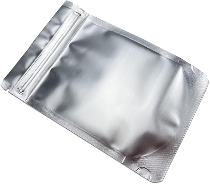 PABCK Small Stand-Up Resealable Heat Seal Bags 3.55mil Frosted Silver Mylar Foil Sealed Bags 50 Pieces 3.35x5.1 inch for Zip Packaging Lock Food Storage Pouch