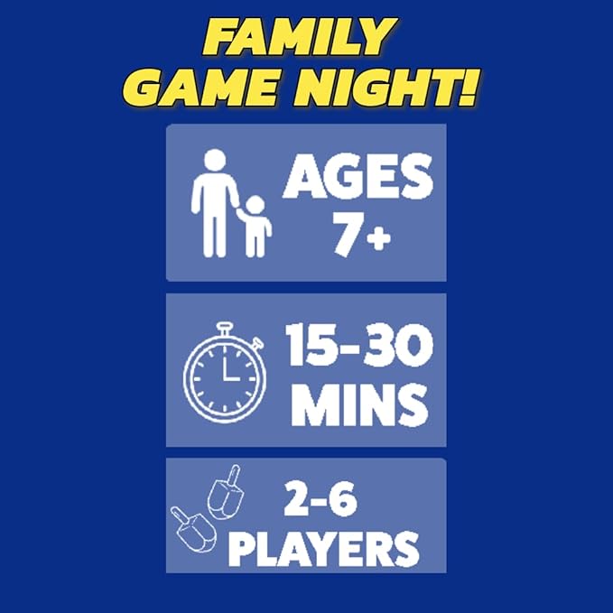 Super Mega Ultra Dreidel - Card Game Adds a New Spin on an Ancient Tradition - Family Holiday Fun for 2-6 Players Age 7+