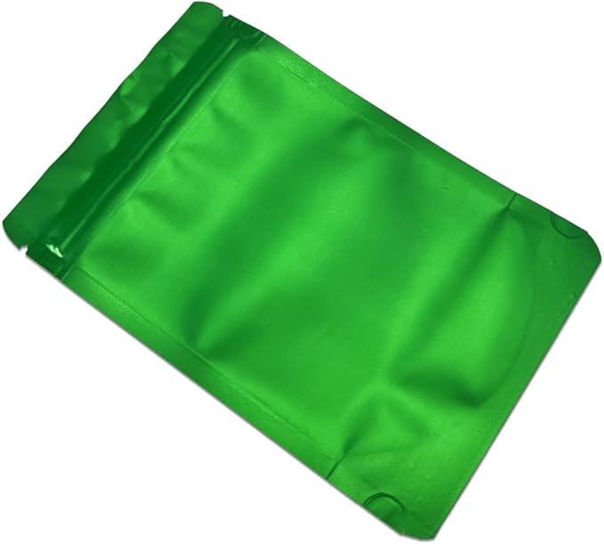 PABCK 50 Pieces 4.3x6.3 inch(Inside Size 3.5x3.9 inch) Stand-Up Resealable Heat Seal Bags 3.55mil Thick Frosted Green Foil Sealed Bags for Zip Packaging Lock Food Storage Pouch