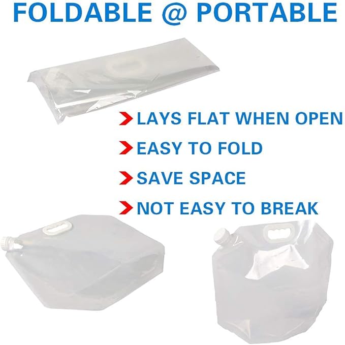 Soddeph Collapsible Water Container Bag, BPA Free Food Grade Clear Plastic Storage Jug for Sport Camping Riding Mountaineer,Freezable, Food Grade (1-pack-1.3 Gal)