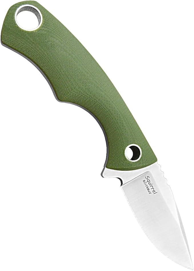 TONIFE Neck Knife Mini Outdoor Survival Fixed Blade Knife, EDC High Hardness Sharp Blade 1.7'' Portable Neck with Kydex Sheath and Ball Chain (army green)