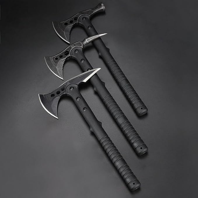 DOOM BLADE Camping Hatchet Axe with Hammer,Tomahawk Viking Nylon Sheath,Forged High Carbon Steel,Portable Camping Axe for Outdoor Splitting Wood,Hunting Survival