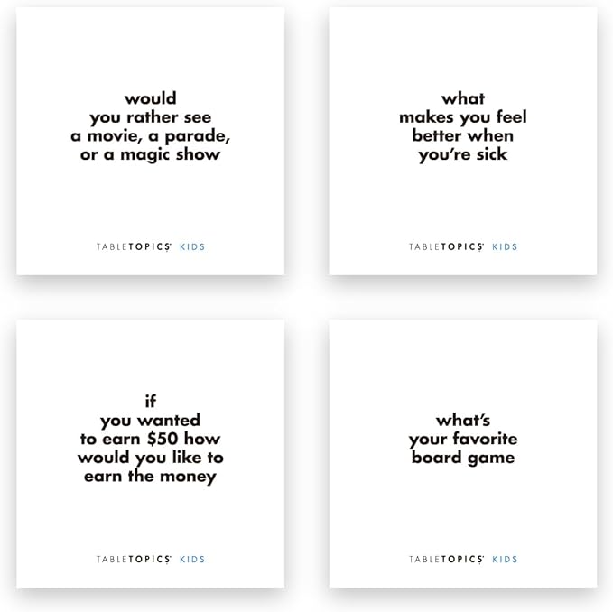 TableTopics Kids to Go Conversation Cards for Families with Young Children, 40 Questions for Fun & Connection at Dinnertime, Game Night, Car Trips, & Classrooms