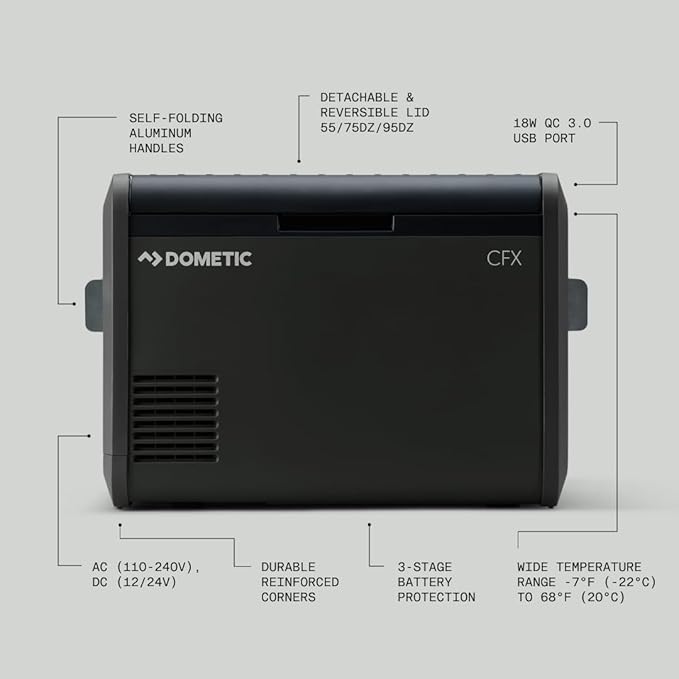 Dometic CFX Portable Electric Cooler and Freezer, Powered by AC/DC or Solar