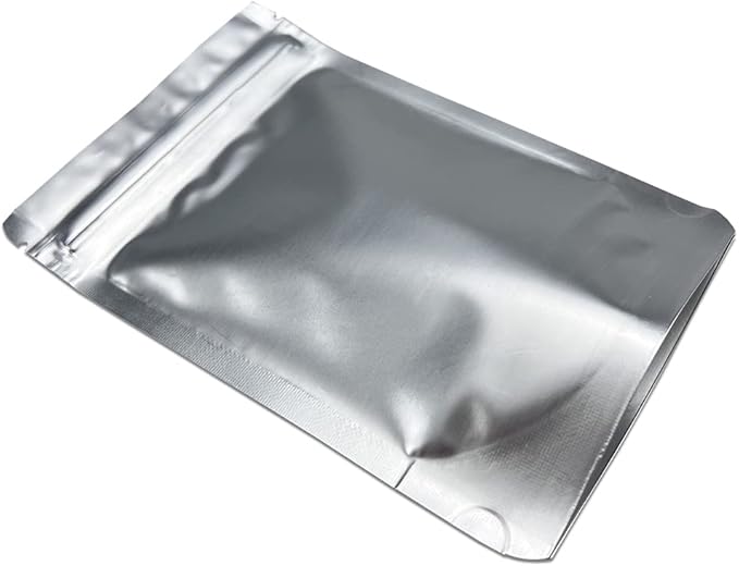 PABCK Small Stand-Up Resealable Heat Seal Bags 3.55mil Frosted Silver Mylar Foil Sealed Bags 50 Pieces 3.35x5.1 inch for Zip Packaging Lock Food Storage Pouch