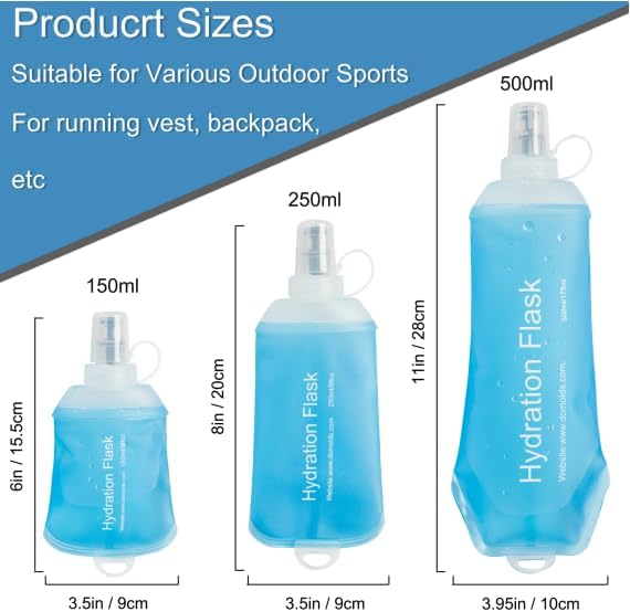 CLINTT 150ml Soft Flask, Foldable Running Water Bottle, TPU Folding Soft Water Flask, BPA-Free Collapsible Flask for Hydration Pack Running Vest, Cycling, Climbing, Hiking - 1Pcs, Blue