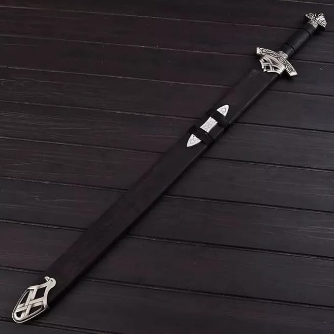 Viking Sword ??Real Damascus Steel Battle-Ready Northman Swords | Handmade Functional Viking Sword Prop | Gift for Him, Prop Tools with Origional Leather Scabbard