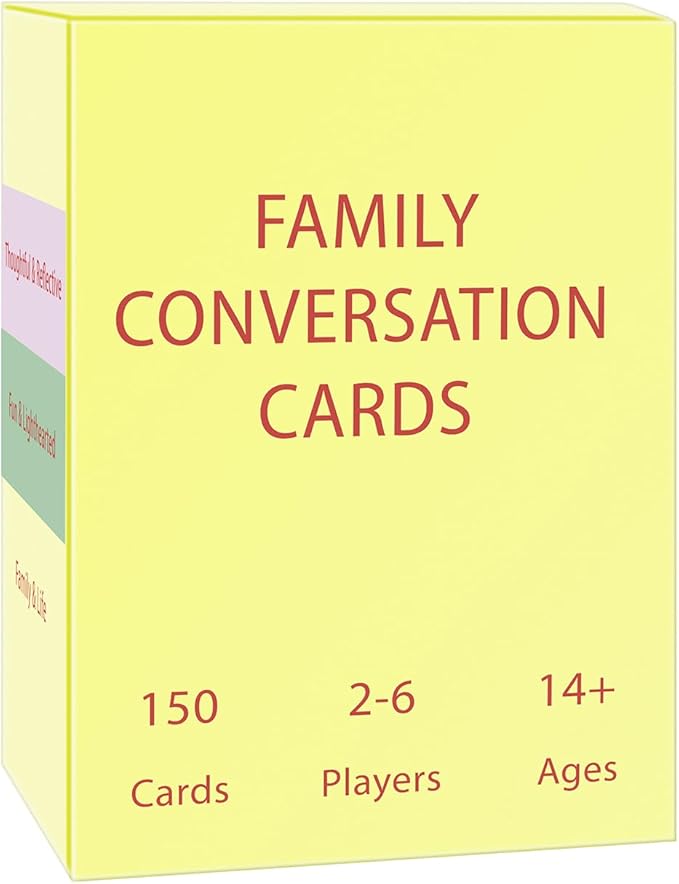 Family Edition Conversation Cards Game, 150 Discussion Cards with Cards Storage Box Free, 2-6 Players, Ages 14+, for Game Nights, Road Trips and Family Gatherings,