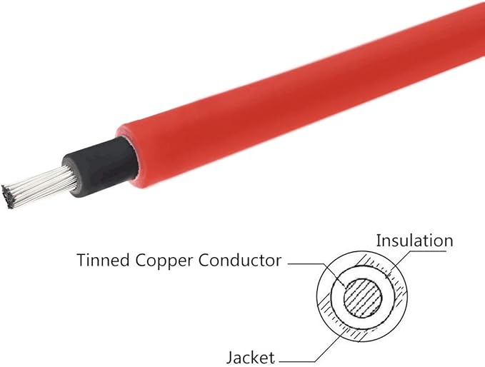 1 Pair Black + Red 10AWG(6mm²) Solar Panel Extension Cable Wire Connector Solar Adaptor Cable with Female and Male Connectors (1 FT-2)