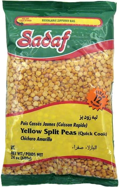 Sadaf Yellow Split Peas -24 oz. Quick Cook - Dried Yellow Split Peas - Natural, Vegan, Kosher