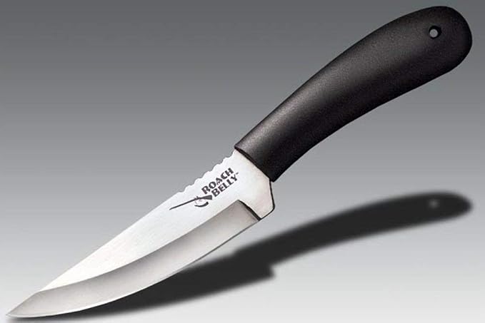 Cold Steel Roach Belly 4.5" German 4116 Stainless Steel Fixed Blade Trailing Point Outdoor Hunting Utility Knife, 4" High Impact Polypropylene Handle, Durable Sheath Included