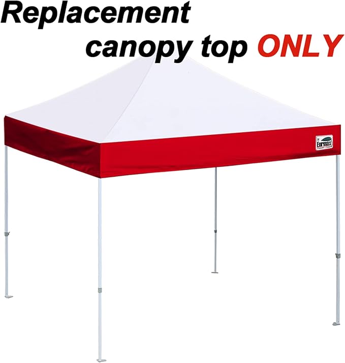 Eurmax USA New 10x10 Pop Up Canopy Replacement Canopy Tent Top Cover, Instant Canopy Top Cover ONLY, Choose 30 Colors,Bonus 4PC Pack Weight Bag (White&Red)
