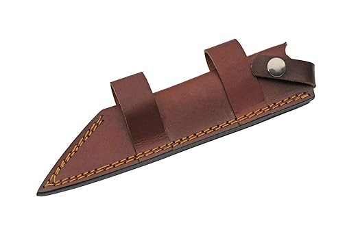 SZCO Supplies 12.25??Full Tang Celtic Handle Damascus Steel Reverse Tanto Seax Knife With Leather Sheath, Brown (DM-1300)