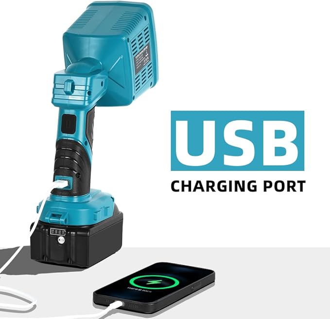 16W Cordless LED Flashlight for Makita 18V Lithium-ion Battery, 1600LM Handheld Work Light with USB Charger Port for Camping, Fishing, Car Repairing, Job Site, Emergency