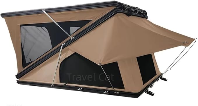 Travel Cat Rooftop Tent Hard Shell Roof Top Tent Hardshell Suitable for Jeep SUV Truck Van 3-4 Person Gray