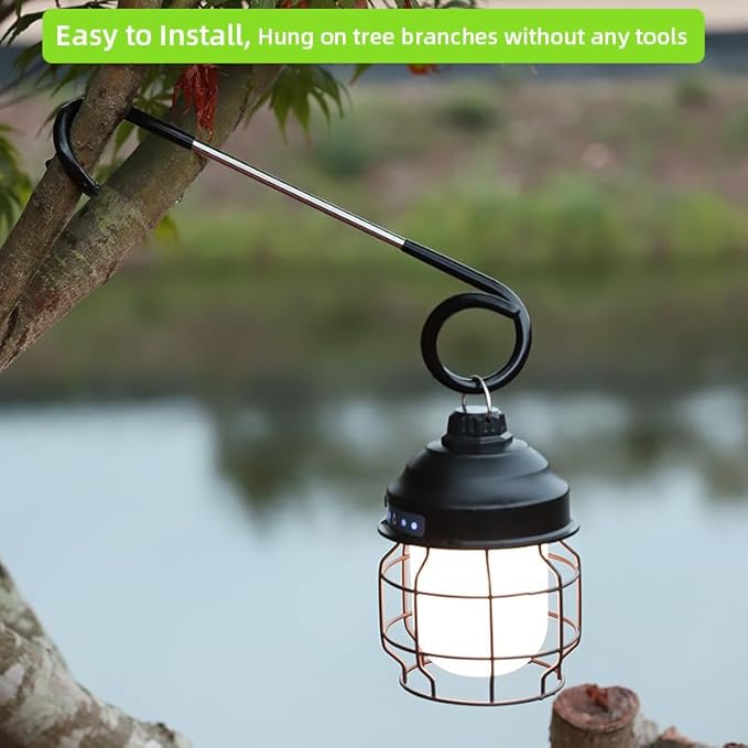 Camping Lantern Hooks, Outdoor Lighting Hooks for Camping Tent lamp Hanger, Bird feeders, Garden Lights, Lanterns, trinkets ; Sturdy Pole Hook for Tent Light, 3 pcs (Large & Long)