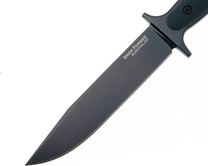 Cold Steel Drop Forged Survivalist 8" 52100 High-Carbon Steel Clip Point Fixed Blade EDC Tactical Hunting Utility Knife, 5" Ergonomic Handle, Weather-Resistant Secure-Ex Sheath